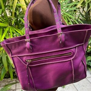 Luscious Purple Leather Steve Madden Tote Bag